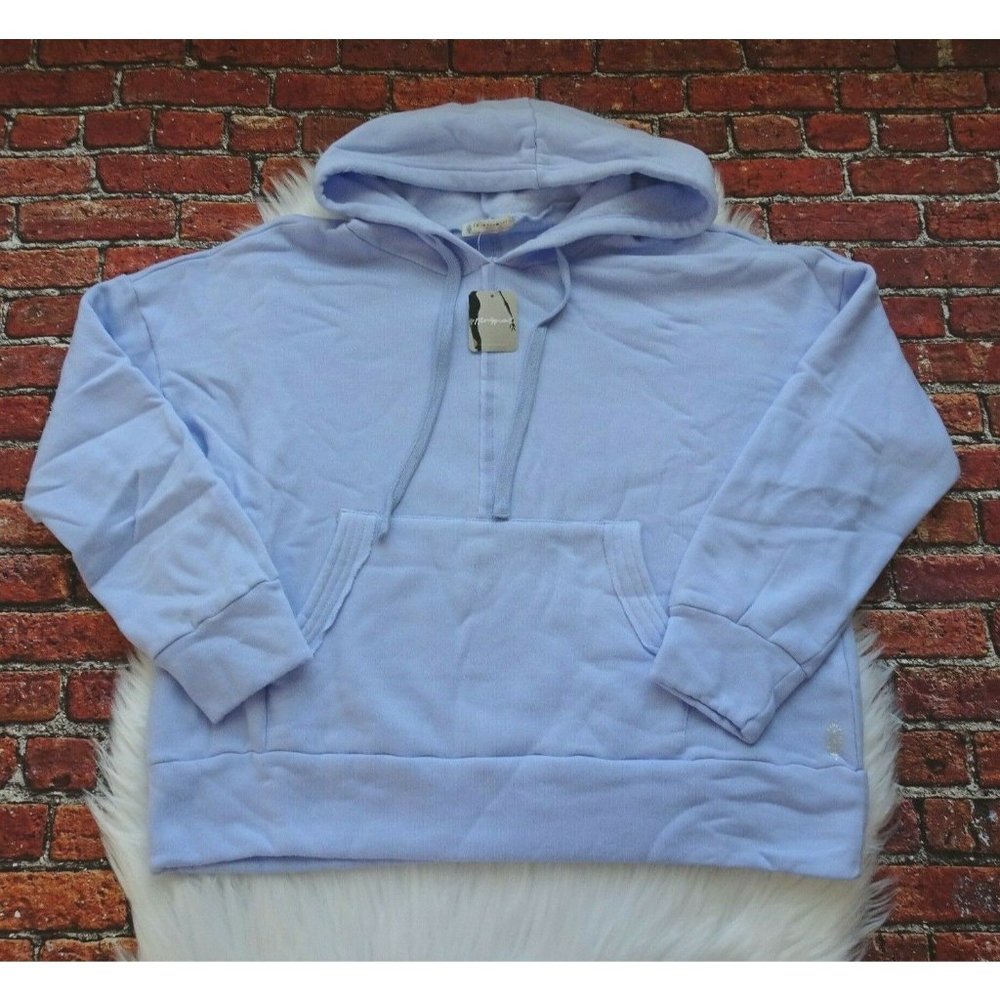 New Free People Movement Sweatshirt Work It Out Hoodie Aurora Blue Athleisure S - Picture 5 of 12